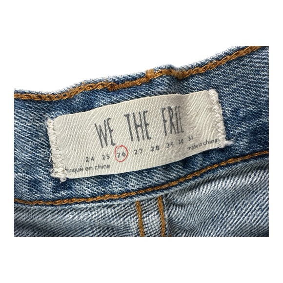 We the Free People Scarf Belt Button Fly Jean Shorts 26 Light Fringe Fray Cuffed - Picture 10 of 13